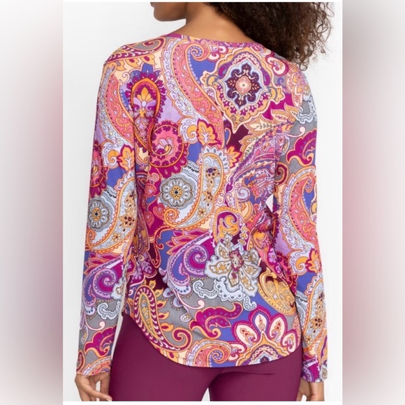 🆕 Johnny Was Paisley Long Sleeve Top in Purple & Pink - Picture 3 of 11